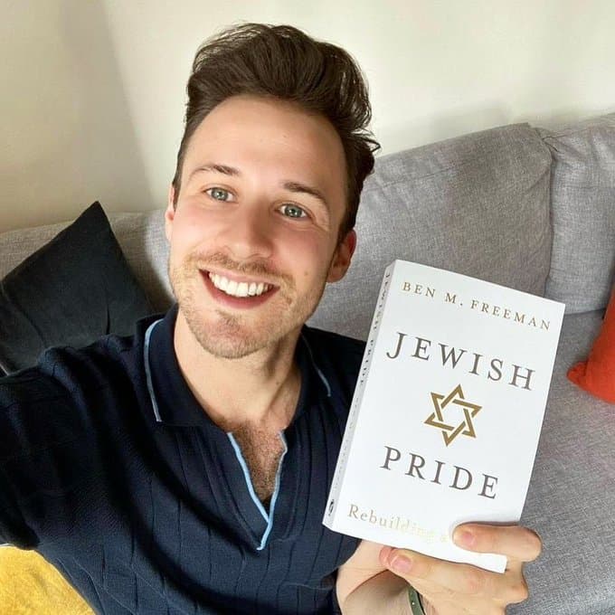 Freeman with his book Jewish Pride: Rebuilding a People (Image: Ben Freeman/X).