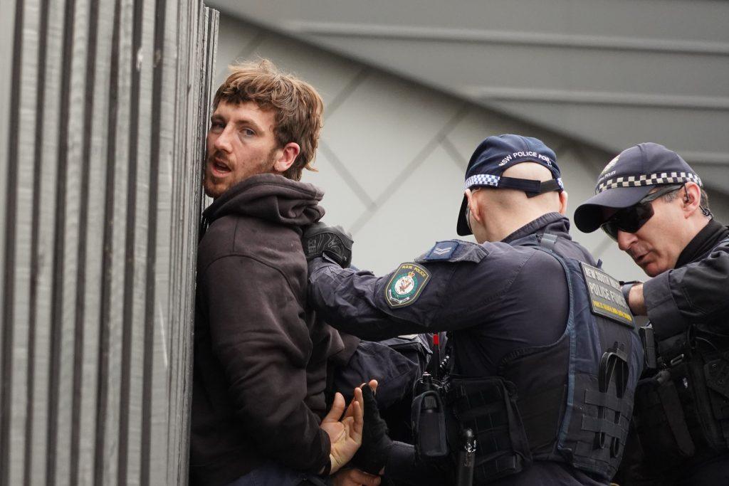 One of the 42 arrests police made during the protest (Image: Ben Bresley).