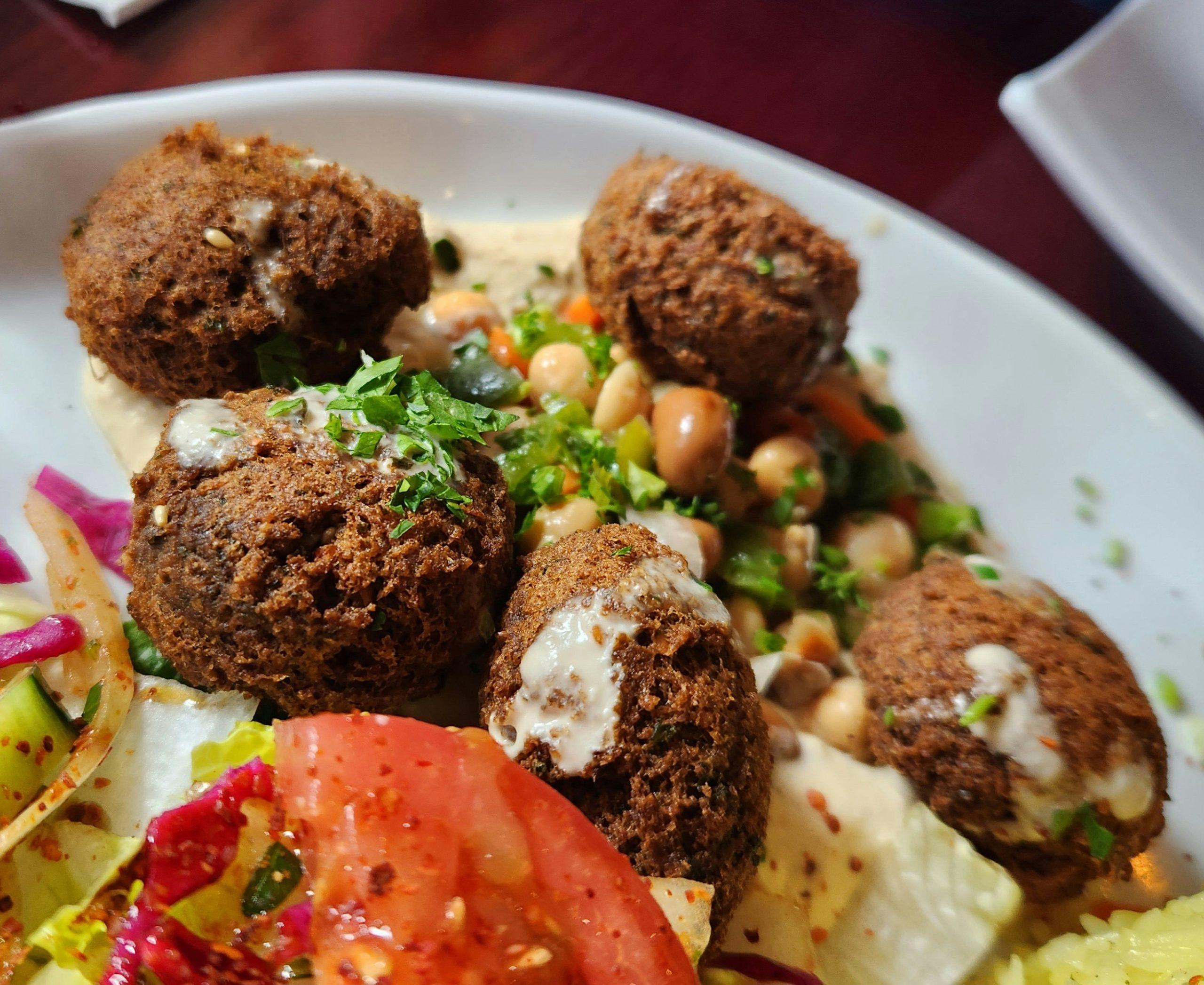 Bowl of falafel with hummus