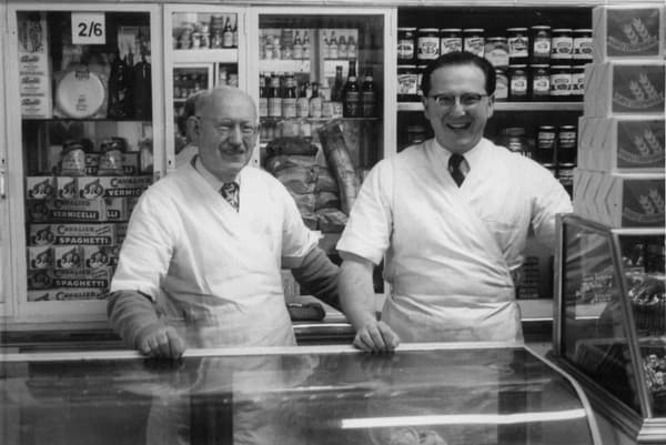 Pali and Ivan in the delicatessen, 1955 (Visontay family)