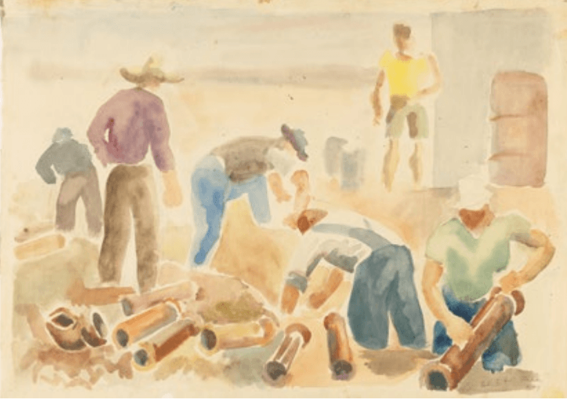 Internees laying pipes at Hay, April 1941 by Erwin Fabian (SLNSW)