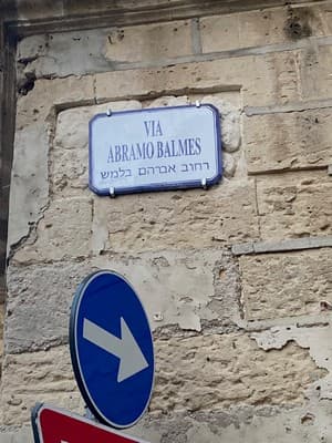 Sign showing where Jewish physician Abramo Balmes lived