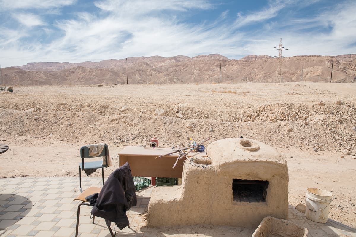 A stone pizza oven built by the students of the Arava Center