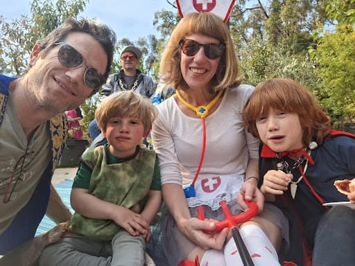 Local Jewish Dunn-Stroll family at the annual RARA Purim celebration in 2024 (Image: supplied).